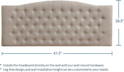 24KF Upholstered Tufted Button Wall Mounted Linen Headboard,Comfortable Fashional Headboard Queen/Full Size,6055-Q-Linen