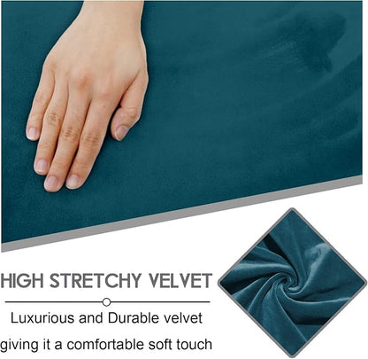 Ultimate Decor Reclining Love Seat with Middle Console Slipcover, 8-Piece Velvet Stretch Loveseat Reclining Sofa Covers, 2 seat Love seat Recliner Cover, Thick, Soft, Washable, (Deep Teal)