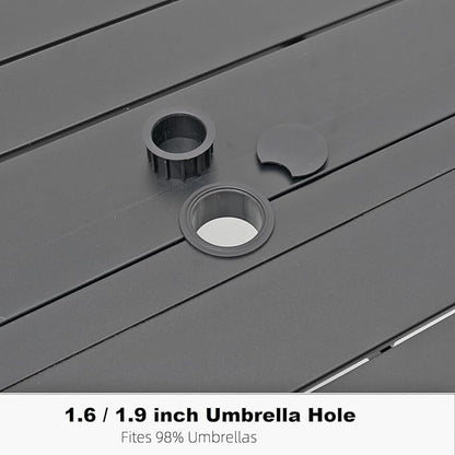 58"x 58"x 28" Patio Table and Chairs Set,6-Pieces Outdoor Swivel Dinging Chairs,Black Round Metal Table with Umbrella Hole,Outside Furniture Set for Patio,Deck,Porch,Backyard