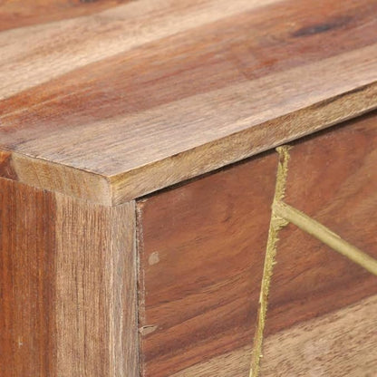 vidaXL Writing Desk, Computer Desk with Storage Drawers, Console Table with Steel Legs for Living Room Hallway, Modern Style, Solid Acacia Wood