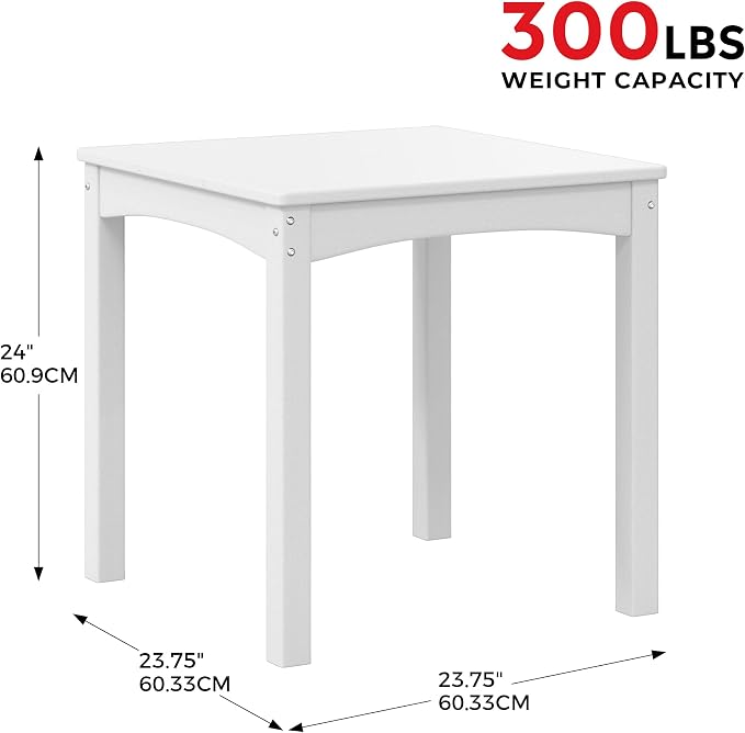Costaelm Kids Outdoor 24" Dining Table, White