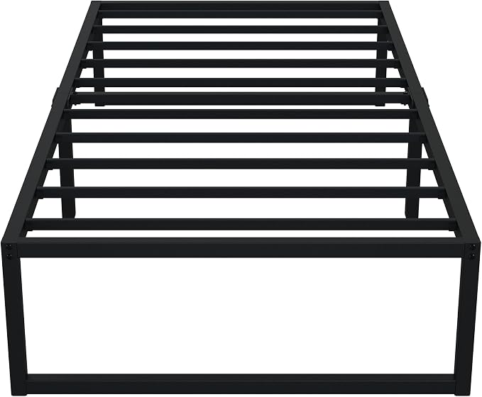 EMODA 16 Inch Narrow Twin Bed Frame 30x75, Heavy Duty Metal Platform No Box Spring Needed, Easy Assembly Noise Free, Black