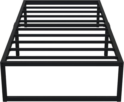 EMODA 16 Inch Narrow Twin Bed Frame 30x75, Heavy Duty Metal Platform No Box Spring Needed, Easy Assembly Noise Free, Black