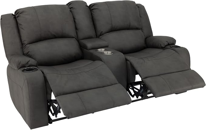 RecPro Charles 67" RV Wall Hugger Reclining Sofa | Gunmetal