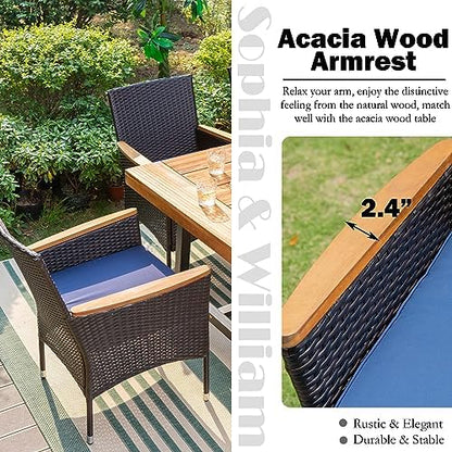 Sophia & William 7-Piece Patio Dining Set, Metal Table, PE Wicker Chairs