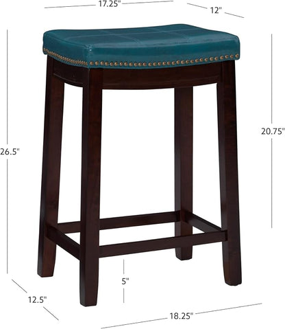 Linon Carson Blue Backless Counter Stool, Brown