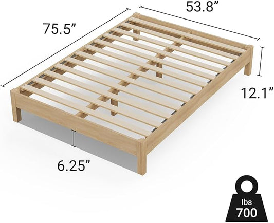 LIFEMENT Full Bed Frame Signature Wood Platform, Noise Free, Under Bed Storage, No Box Spring Needed, Easy Assembly, Natural Natural