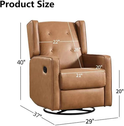 CANMOV Swivel Rocker Recliner Chair, Nursery Glider Chair, Nursery Rocking Chairs, Manual Reclining Chair, Brown
