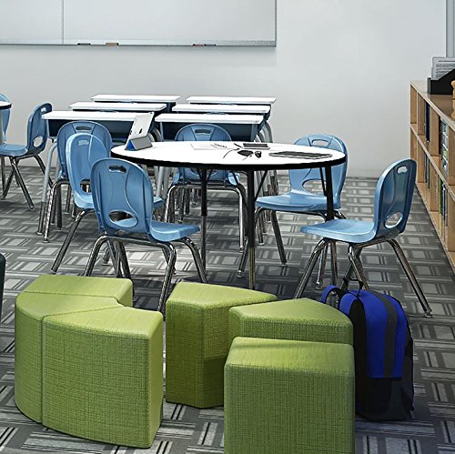 Norwood Commercial Furniture Adjustable Height Classroom Activity Table for Kids & Adults, Round Activity Table for School and Home, 36" D x 36" W x 30" H, Gray/Black