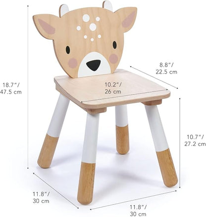 Tender Leaf Toys - Forest Table and Chairs Collections - Adorable Kids Size Art Play Game Table and Chairs - Made with Premium Materials and Craftsmanship for Children 3+ (Forest Deer Chair)