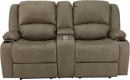 RecPro Charles 67" Powered Double RV Wall Hugger Recliner Sofa RV Loveseat with Upgraded 2023 Fabric (Putty)
