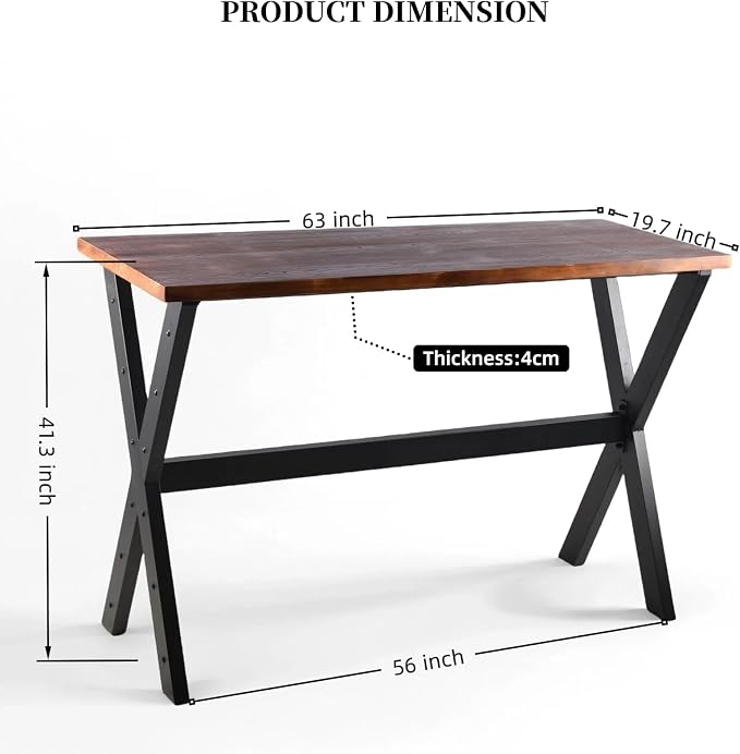Industrial Rectangle Dining Table for Kitchen 41.3inch High Top Bar Table Narrow Patio Table Rustic Conference Working Desk for Office