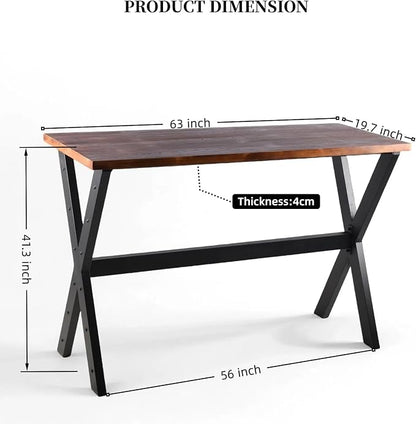 Industrial Rectangle Dining Table for Kitchen 41.3inch High Top Bar Table Narrow Patio Table Rustic Conference Working Desk for Office