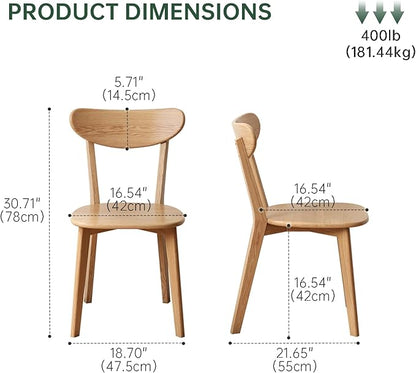47’’-63’’ 100% Oak Extendable Dining Table and Chairs Set for 2, Solid Wood Folding Kitchen Table, Mid Century Modern Dinner Table for Kitchen, Apartment, Living Room (47''-63''+2 Chairs)
