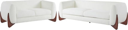 Christopher Knight Home Almad 2 Pieces Sofa Couch Set, Cozy 3-Seater Sofa and Loveseat for Living Room, Upholstered Couch Chair, Soft Seating Lounge Sofa with Wood Frame, Fabric, Beige