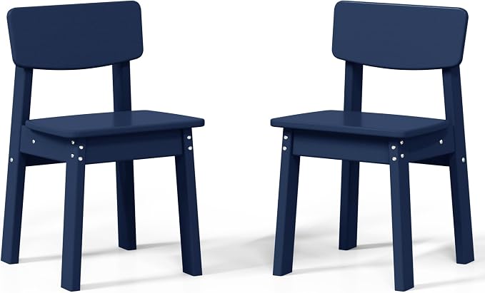 Costaelm Outdoor Kids Dining Chair Set of 2,Step Stool Toddler Chair, Navy Blue