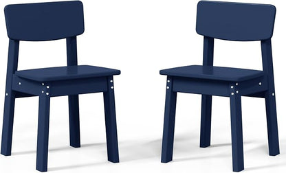 Costaelm Outdoor Kids Dining Chair Set of 2,Step Stool Toddler Chair, Navy Blue