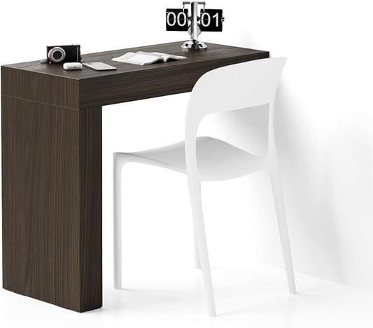 Mobili Fiver, Evolution Desk 35.4 x 15.7 in, Dark Walnut with One Leg, Made in Italy