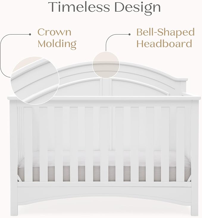 Delta Children Perry 6-in-1 Convertible Crib - Greenguard Gold Certified, Bianca White