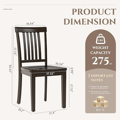 COLAMY Wooden Dining Chairs Set of 6, Spindle High Back Windsor Kitchen Side Chair, Farmhouse Dining Chairs for Kitchen and Dining Room, Dark Brown