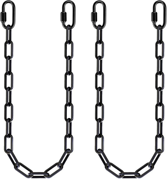 BeneLabel 2Pcs 40" (3.3ft) Heavy Duty Hanging Chains with Carabiner 1000 LB Capacity Black Coated Swing Extension Chain Hammock Chains for Swingset, Hanging Chair, Porch Swing, Punching Bags