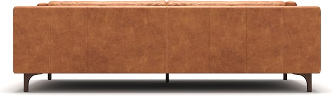 Valencia Mary Leather Couch 93" | Top Grain Nappa 11000 Leather Wide Seat, Solid Wood Frame, Plush Cushioning, Top-Stitched French Seams, Saddle Tan