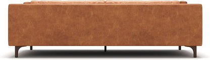 Valencia Mary Leather Couch 93" | Top Grain Nappa 11000 Leather Wide Seat, Solid Wood Frame, Plush Cushioning, Top-Stitched French Seams, Saddle Tan