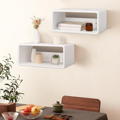 Floating Nightstand Wooden, Bedside Table, Nightstand Shelf, Handmade, Wall Mounted Bedside Shelf, Minimalist and Unique Style White 18”x 10”x 7.5”