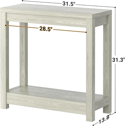 Besiost Small Farmhouse Wood Entryway Table Narrow Console Table with Storage Behind Couch Sofa Table with Shelves Entry Way Table with Open Storage, Easy Assembly, 32" Classical Washed Oak