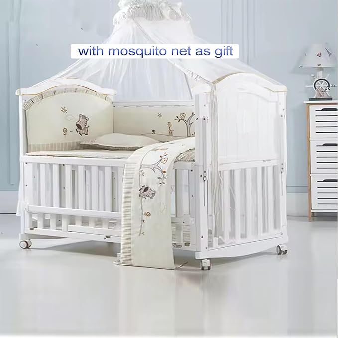 Portable Mini Baby Crib 4 in 1 with Memory Foam Mattress(38"by24") Included, Cunas para Bebes 2026 Convertible Crib 6 in1 with Foldable Storage Baby Playpen Bassinet Bedside Sleeper Bed(White)