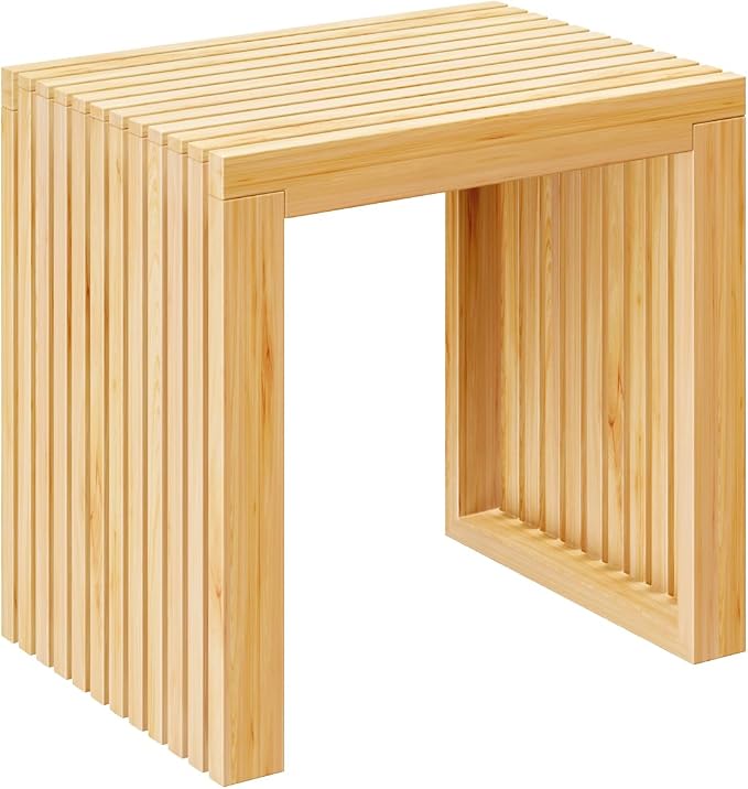 Bamboo Dining Bench, 18'' Slatted Design Entryway Bench, Natural | Modern Solid Bamboo Seating Bench for Indoor & Outdoor Use, Ideal for Kitchen, Hallway, Bedroom