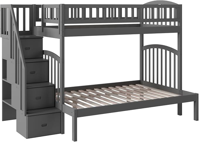 AFI, Westbrook Staircase Bunk Bed Twin Over Full, Grey