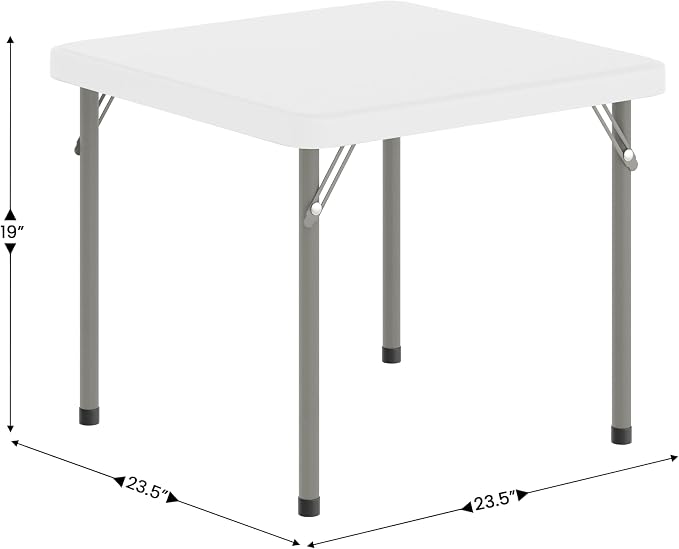Flash Furniture Paige 24x24 Kids Folding Table with Locking Legs, Commercial Grade Table Recommended for Ages 2-4 in Granite White