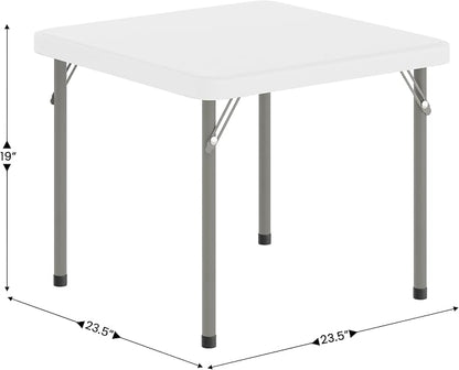Flash Furniture Paige 24x24 Kids Folding Table with Locking Legs, Commercial Grade Table Recommended for Ages 2-4 in Granite White