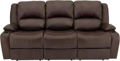 RecPro RV Recliner Charles 80" Powered Triple Wall Hugger | Drop Down Console | RV Furniture with Upgraded 2023 Fabric (Chestnut)