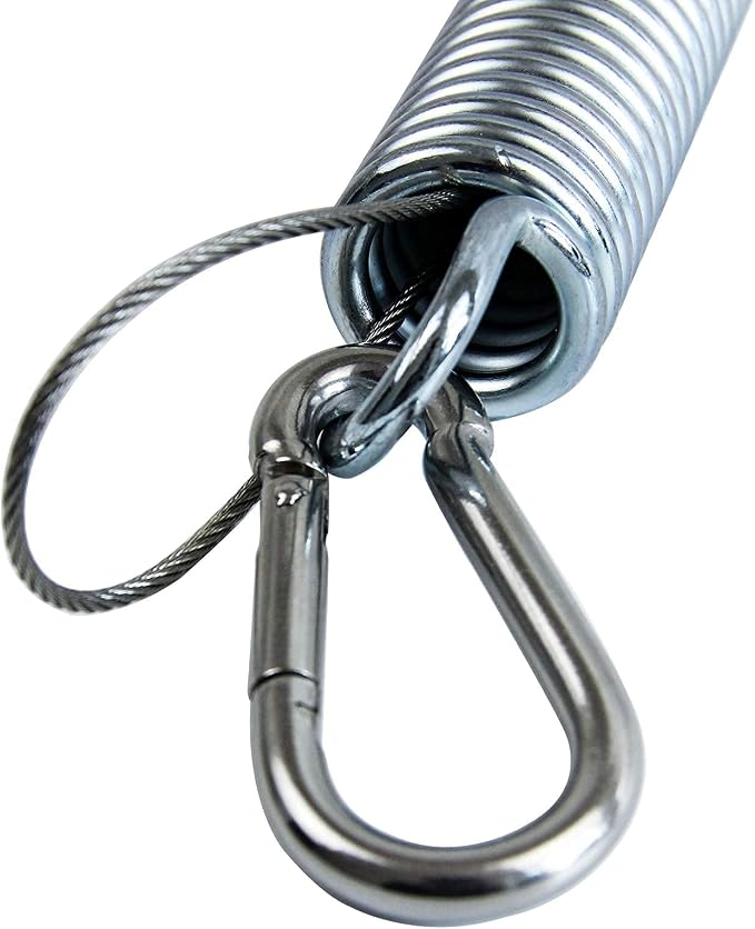 Porch Swing Springs Heavy Duty 700 Lb Capacity Each Hanging Chair Spring Stainless Steel Kit - 2 Springs, 4 Snap Hook Carabiners, 2 Safty Steel Wire for Swinging Porch, Swing Chair, Garden Hammocks