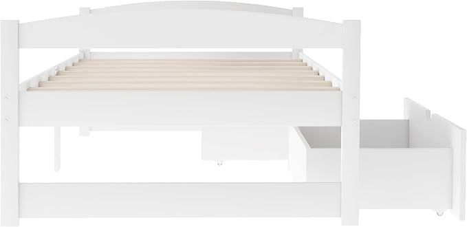 Merax Multifunctional Wood Daybed with Drawers Sofa Storage Bed with Headboard/Space Saving/No Box Spring Needed White