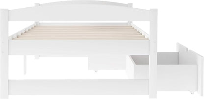 Merax Multifunctional Wood Daybed with Drawers Sofa Storage Bed with Headboard/Space Saving/No Box Spring Needed White