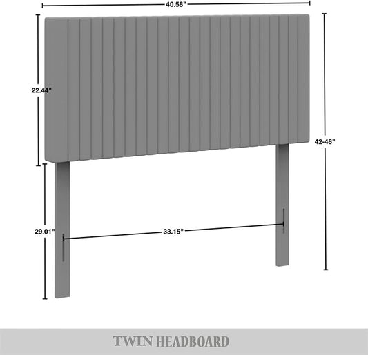 Twin Corduroy Velvet Upholstered Adjustable Headboard, Red