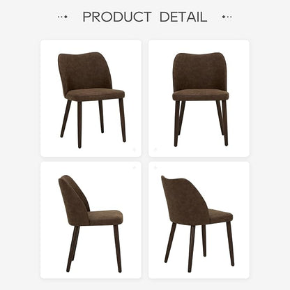 COLAMY Upholstered Dining Chairs Set of 4, Modern PU Leather Dining Room Kitchen Side Chair with Padded Seat and Wood Legs Restaurant/Cafe, Dark Brown
