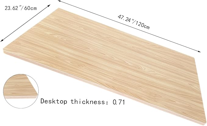QLLY One-Piece Wood Tabletop, Replacement Board Desktop, Universal Countertop for Table and Workstation (Natural, 47.2x23.6 inch)
