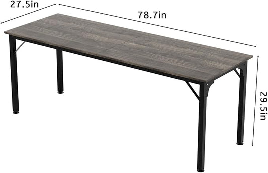 78.7 Inches Extra Long Desk,6.5ft Office Table with Flexible Configuration,Large Computer Table with Adjustable Footpads,Stable Structure,Office Desk for 2 Person (Grey)