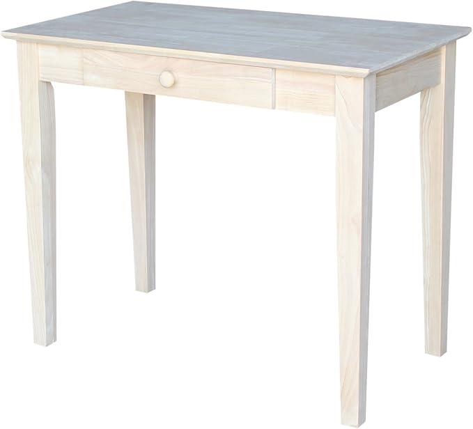 Unfinished Solid Parawood Writing Table 36"W x 20"D x 30"H, Eco-Friendly Home Office Desk with Drawer, Paint or Stain It Your Way, Reception Desk, School Desk, Office Furniture for Small Spaces