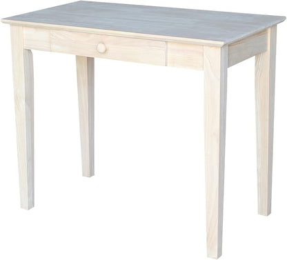 Unfinished Solid Parawood Writing Table 36"W x 20"D x 30"H, Eco-Friendly Home Office Desk with Drawer, Paint or Stain It Your Way, Reception Desk, School Desk, Office Furniture for Small Spaces