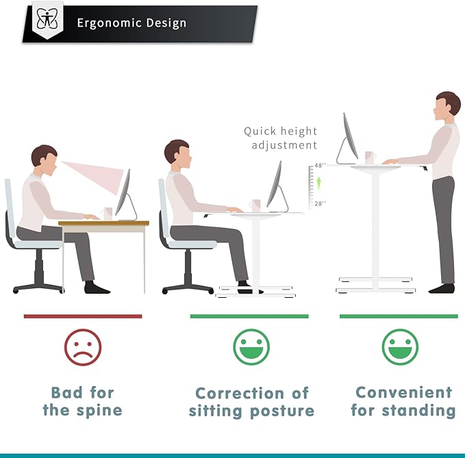 YESHOMY Height Adjustable Electric Standing Desk, 40 inch Computer Table, Home Office Workstation, White Leg/White Top