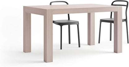 Mobili Fiver, Iacopo Extendable Dining Table, 55.1(86.6) x35.4 in, Pearled Elm, for 6-10 People, Expandable Dining Table for Kitchen, Living Room, Italian Furniture