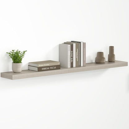 Fun Memories 55 Inch Floating Shelves - Fireplace Mantel Shelf - Deep Wall Mounted Wood Storage Shelf for Bedroom, Kitchen, Farmhouse - 1 Pack, Grey