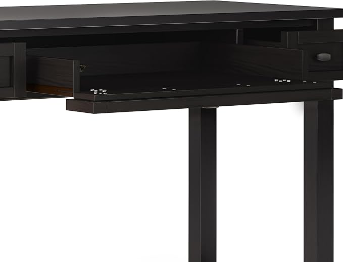 SIMPLIHOME Warm Shaker Desk - 48 Inch Wide Solid Wood Writing Desk in Hickory Brown, Transitional Home Office Computer Table for Workspace or Study with Flip-Down Keyboard Tray and 2 Drawers