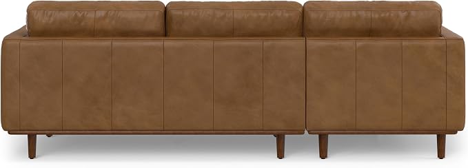 SIMPLIHOME Morrison Left Sectional Sofa in Full-Grain Genuine Leather, Caramel Brown, 102-inches Wide, L-Shaped Leather Couch with Left Chaise for The Living Room and Family Room