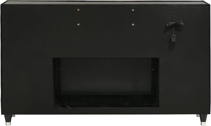Coaster Home Furnishings - Lorient - Wood and Velvet - 8-Drawer Dresser with Flame Box, LED Lighting, Crystal Knobs and Traditional Style - Bedroom - Black - 223163FB